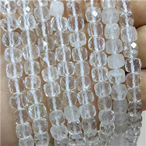 Natural Clear Quartz Beads Faceted Cube, approx 6-8mm [GB23444]