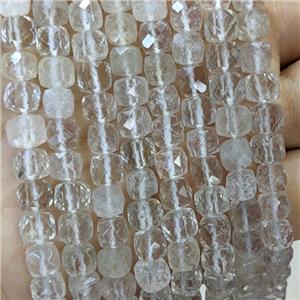Natural Clear Quartz Beads Faceted Cube C-Grade, approx 6-8mm [GB23445]