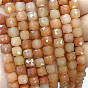 Natural Red Aventurine Beads Faceted Cube, approx 6-8mm [GB23456]