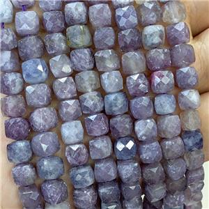 Natural Purple Tourmaline Beads Faceted Cube, approx 6-8mm [GB23457]