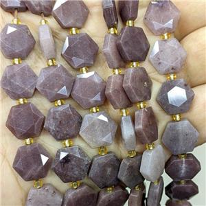 Purple Aventurine Hexagon Beads Faceted, approx 12mm [GB23473]