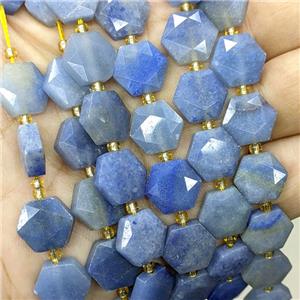 Natural Blue Aventurine Hexagon Beads Faceted, approx 12mm [GB23474]