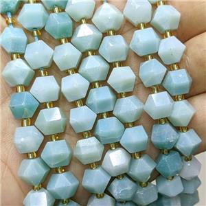 Natural Chinese Blue Amazonite Beads Cutted Bicone, approx 8-10mm [GB23478]