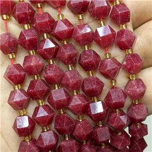 Red Jade Beads Dye Cutted Bicone, approx 8-10mm [GB23480]