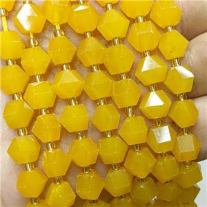 Yellow Jade Beads Cutted Bicone Dye, approx 8-10mm [GB23481]