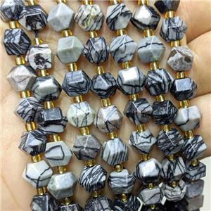 Natural Silk Jasper Beads Cutted Bicone, approx 8-10mm [GB23484]