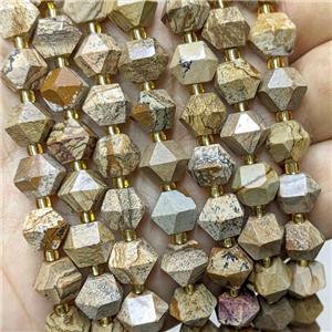 Natural Picture Jasper Beads Cutted Bicone, approx 8-10mm [GB23487]