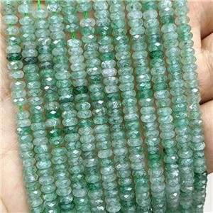 Green Strawberry Quartz Beads Faceted Rondelle, approx 2x4mm [GB23493]