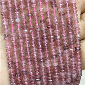 Pink Strawberry Quartz Beads Faceted Rondelle, approx 2x4mm [GB23494]