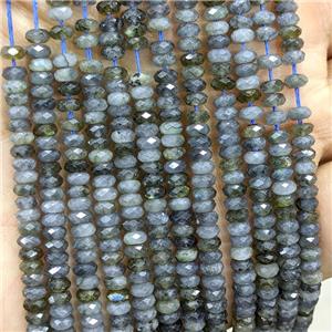 Natural Labradorite Beads Faceted Rondelle, approx 2x4mm [GB23496]