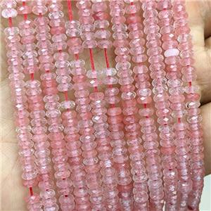 Red Synthetic Quartz Beads Faceted Rondelle, approx 2x4mm [GB23499]