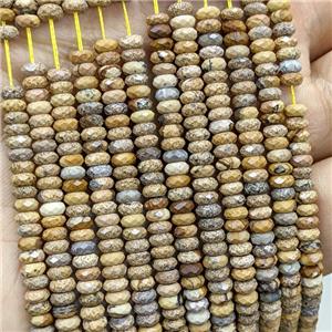 Natural Picture Jasper Beads Faceted Rondelle, approx 2x4mm [GB23500]
