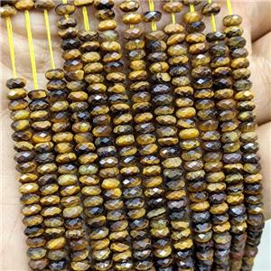 Natural Tiger Eye Stone Beads Faceted Rondelle, approx 2x4mm [GB23502]