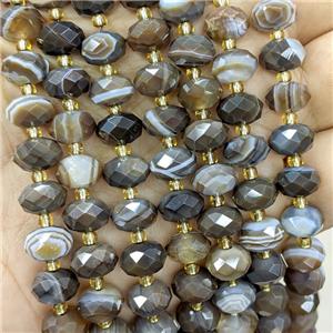 Coffee Stripe Agate Beads Banded Faceted Rondelle Dye, approx 6-10mm [GB23505]