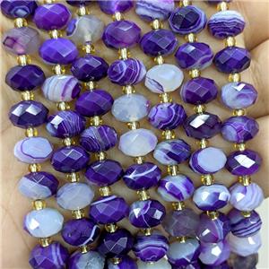 Coffee Stripe Agate Beads Banded Faceted Rondelle Dye, approx 6-10mm [GB23507]