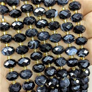 Black Coffee Stripe Agate Beads Banded Faceted Rondelle Dye, approx 6-10mm [GB23511]