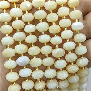 Yellow Honey Jade Beads Faceted Rondelle, approx 6-10mm [GB23525]