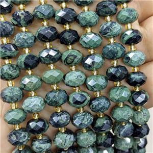 Natural Green Kambaba Jasper Beads Faceted Rondelle, approx 6-10mm [GB23527]