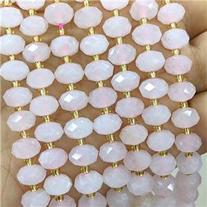 Natural Pink Rose Quartz Beads Faceted Rondelle, approx 6-10mm [GB23528]