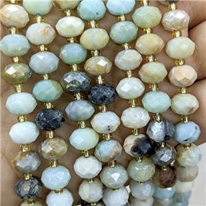 Natural Chinese Amazonite Beads Faceted Rondelle Multicolor, approx 6-10mm [GB23529]