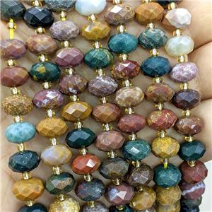 Natural Ocean Agate Beads Faceted Rondelle Multicolor, approx 6-10mm [GB23530]