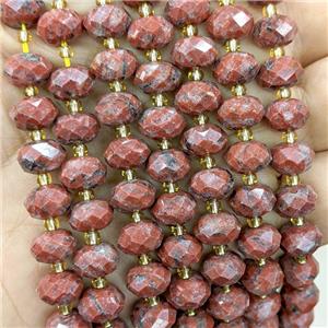 Red Sesame Jasper Beads Faceted Rondelle, approx 6-10mm [GB23534]