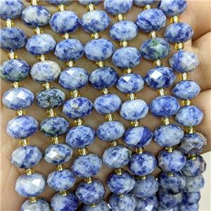 Natural Blue Dalmatian Jasper Beads Faceted Rondelle, approx 6-10mm [GB23535]