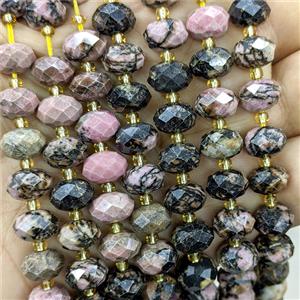 Natural Chinese Rhodonite Beads Faceted Rondelle, approx 6-10mm [GB23538]