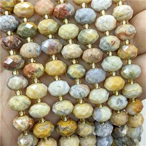 Natural Yellow Crazy Lace Agate Beads Faceted Rondelle, approx 6-10mm [GB23548]