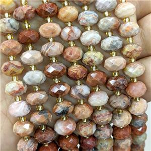 Natural Red Crazy Lace Agate Beads Faceted Rondelle, approx 6-10mm [GB23549]