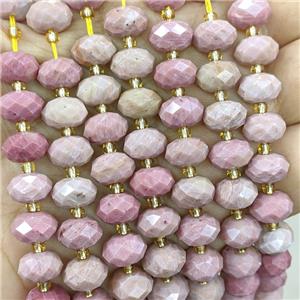 Natural Pink Wood Lace Jasper Beads Faceted Rondelle, approx 6-10mm [GB23551]