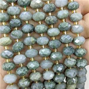 Green Actinolite Beads Faceted Rondelle, approx 6-10mm [GB23554]