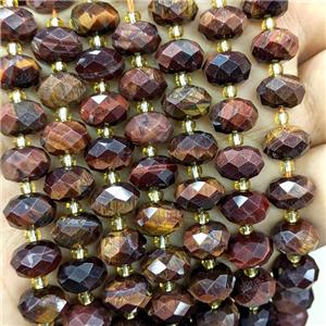 Red Tiger Eye Stone Beads Faceted Rondelle, approx 6-10mm [GB23559]