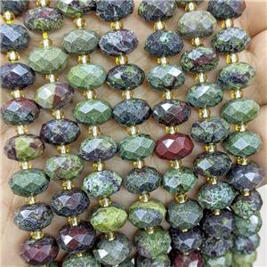 Natural Dragon Bloodstone Beads Faceted Rondelle Green, approx 6-10mm [GB23564]