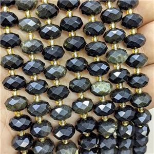 Golden Obsidian Beads Faceted Rondelle, approx 6-10mm [GB23567]