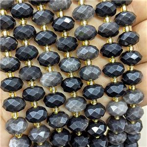 Silver Obsidian Beads Faceted Rondelle, approx 6-10mm [GB23568]