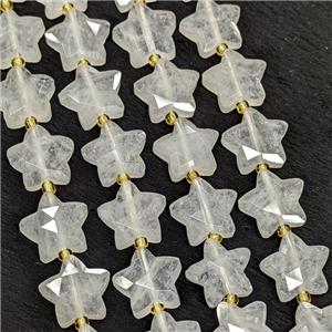 Natural Clear Quartz Star Beads Faceted, approx 14mm [GB23574]