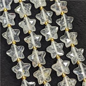 Natural Clear Quartz Star Beads Faceted, approx 14mm [GB23575]