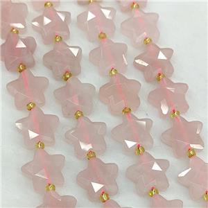 Natural Pink Rose Quartz Star Beads Faceted, approx 14mm [GB23576]