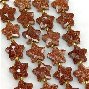 Golden Sandstone Star Beads Faceted, approx 14mm [GB23577]