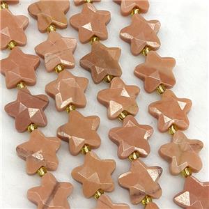 Peach Jade Star Beads Dye Faceted, approx 14mm [GB23578]