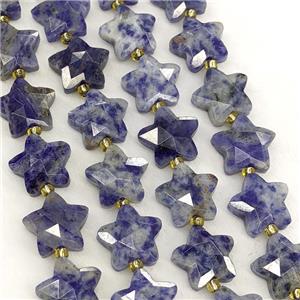 Blue Dalmatian Jasper Star Beads Faceted, approx 14mm [GB23580]