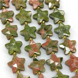 Natural Unakite Star Beads Faceted, approx 14mm [GB23583]
