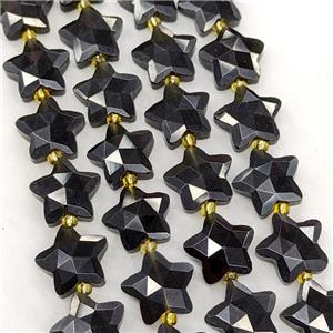 Natural Black Obsidian Star Beads Faceted, approx 14mm [GB23586]