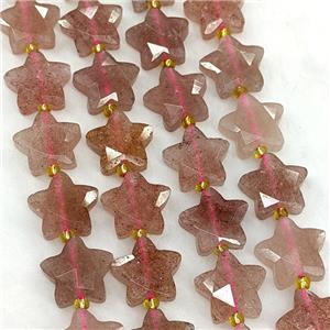 Natural Pink Strawberry Quartz Star Beads Faceted, approx 14mm [GB23587]
