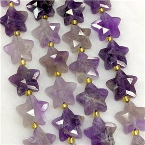 Natural Purple Amethyst Star Beads Faceted, approx 14mm [GB23589]
