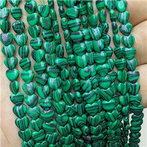Green Synthetic Malachite Heart Beads, approx 6mm [GB23592]