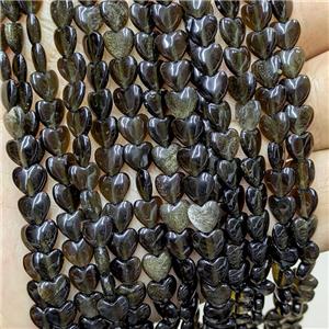 Natural Silver Obsidian Heart Beads, approx 6mm [GB23594]