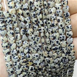 Natural Black Dalmatian Jasper Heart Beads, approx 6mm [GB23595]