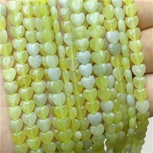 Natural New Mountain Jade Heart Beads Olive, approx 6mm [GB23598]